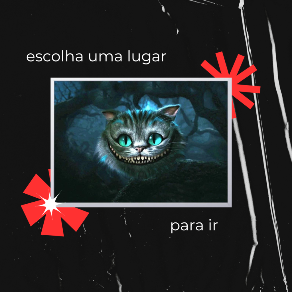 não faça igual o gato, escolha um lugar, escolha uma meta